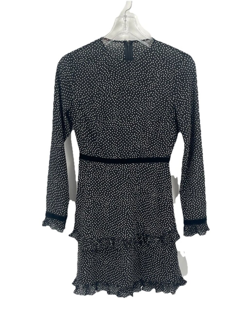 Lulu's Black and White Polka Dot Long Sleeve Ruffle Dress